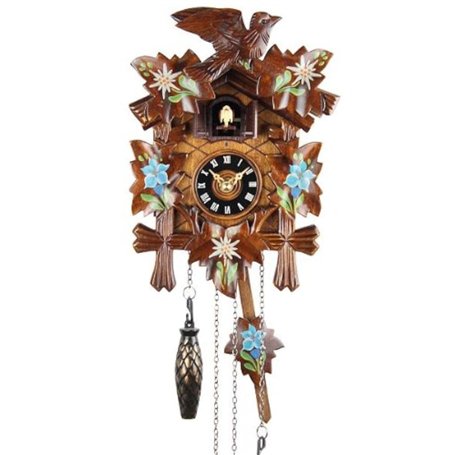 Horloge à coucou en bois véritable - Pendule à coucou fonctionnant sur piles