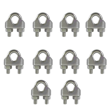 10PCS M8 Wire Rope Clamp 304 Acier Inoxydable Selle de Pince de Câble U Boulon Clip Serrage de Câble Serre Cable Inox Clip de Câ
