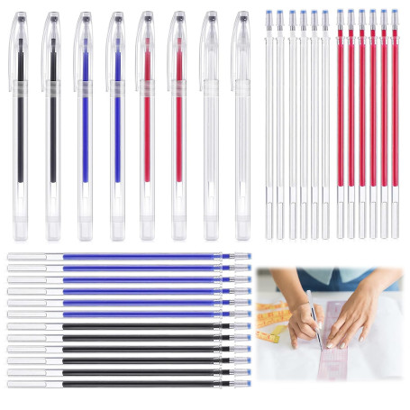 Couture Marquage en Tissu Effaçable 4 Couleurs Marquage à la Chaleur en Tissu Stylos Effaçables à la Chaleur avec 8 Coquille du