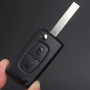 Jinpojun 2 Boutons Coque Clé CE0536 HU83 Clé à Rabat Pliable Compatible avec Peugeot 207 307 308 407 408 3008 5008, Citroen C2 C
