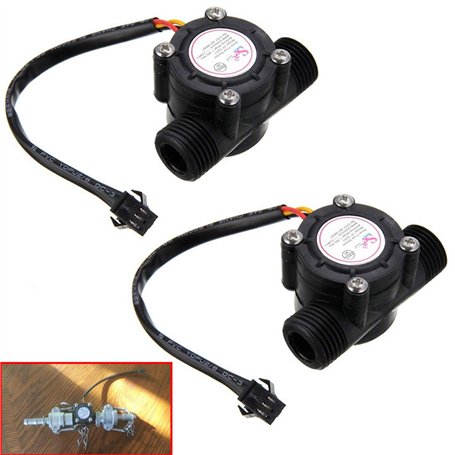 Capteur de débit d'eau Youmile 2Pack 1-30L / min 1/2 "Contrôle du débitmètre commutateur G1 / 2 Compteur 1-30L / min mètre pour