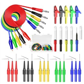 Cleqee Lot de 30 sondes arrière,Fiche banane vers pince crocodile en cuivre,Câbles d'essai automobiles avec pinces crocodiles,So Cleqee Lot de 30 sondes arrière