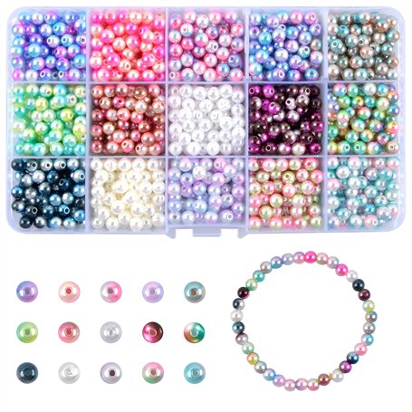 1200 Pcs 6mm Perles Rondes Perles D'imitation Perles Nacrées ABS Plastique Perles Lisses Colorées Perles d'espace Artificielle F