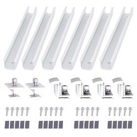 FLYAMAPIRIT Kit de support de panneau solaire en alliage d'aluminium photovoltaïque (6 rails de 300 mm + 4 pinces d'extrémité +  FLYAMAPIRIT Kit de support de panneau solaire en alliage d'aluminium photovoltaïque (6 rails de 300 mm + 4 pinces d'extrémité +