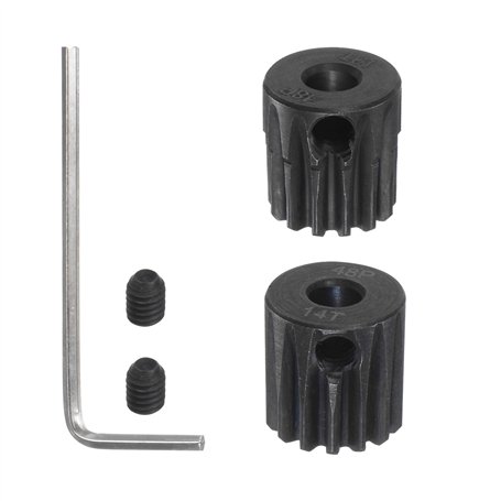sourcing map 48P Durci Pignon Moteur Ensemble Engrenages 2pcs 13T 14T Convient 3.175mm RC Motor Arbre 48 Terrain Engrenages pour