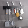 Porte Ustensiles Cuisine avec Crochets, Barre Ustensiles Cuisine Mural, Cuisine Porte Casserole Mural Couteaux, Porte Casseroles
