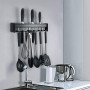 Porte Ustensiles Cuisine avec Crochets, Barre Ustensiles Cuisine Mural, Cuisine Porte Casserole Mural Couteaux, Porte Casseroles