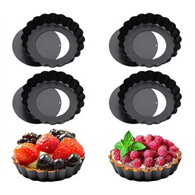 6 pcs moule à tartelette, 10cm Antiadhésifs de à Quiche, Ronde Tarte à Fond Amovible, Moule à Tarte Cannelé Fond Amovible Moule  6 pcs moule à tartelette