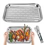 Huucozn 2 Pcs Grilles de Barbecue Acier Inoxydable avec 1 Pince Cuisine INOX