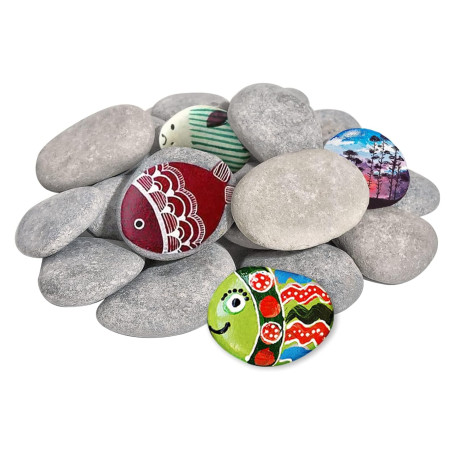 GIUSOBG Galets a Peindre 20 Galets Plats à Peindre 6-11 cm Grands Galets Lisses DIY Peintes Rocher Bricolage Créatif Cailloux Ga