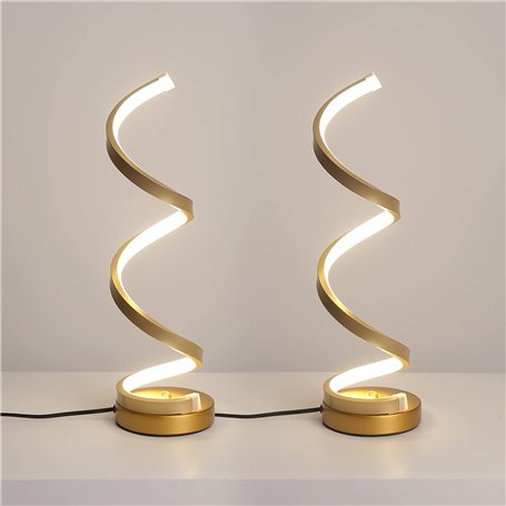 Mille Lucciole 2 Pack Lampes de Chevet LED Lampe de Table Spirale 16W 4500k lumière naturelle lampe de table Or moderne haute lu