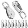 QWORK® 10 Pcs Poulie de Levage M20 Poulie Simple en Acier Inoxydable 304 pour pour Câble Diamètre 6mm Pivotant à 360°Charge 75kg