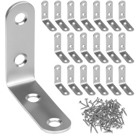 QWORK® lot de 20 supports en l en acier inoxydable pour bois