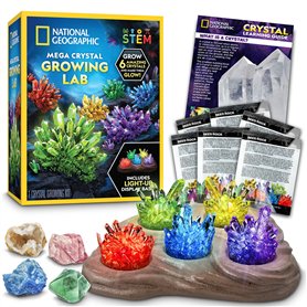 NATIONAL GEOGRAPHIC Mega Kit de Culture de Cristaux pour Enfants – Faites Pousser 6 Cristaux avec Support Lumineux, Cadeau Scien NATIONAL GEOGRAPHIC Mega Kit de Culture de Cristaux pour Enfants – Faites Pousser 6 Cristaux avec Support Lumineux