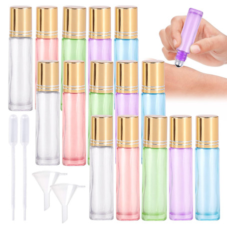 Vegena Lot de 15 Bouteilles à Bille d'Huiles Essentielles