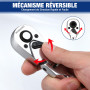 WORKPRO Mini Clé à Cliquet et Jeu d'Embouts de Tournevis, 1/4" Clé à Cliquet à Double Tête, 3/8" Cliquet Court à Tête Flexible, 