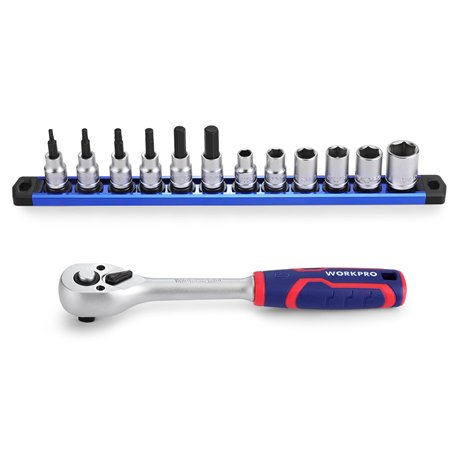 WORKPRO Ensemble de Clés à Cliquet 3/8" à Dégagement Rapide