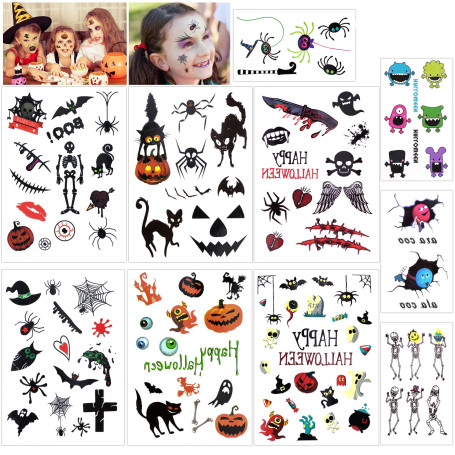 HOWAF Halloween Tatouages Temporaire Tattoo Enfants Fille garçons