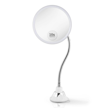 Mirror de Maquillage Grossissant x10 avec Col de Cygne Flexible - Mirror de Table et Mural 2 en 1 pour la Coiffeuse et la Salle
