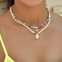 Carufin ensemble de deux pièces bohème coloré perles collier arc - en - ciel coquillage femme et fille bijoux