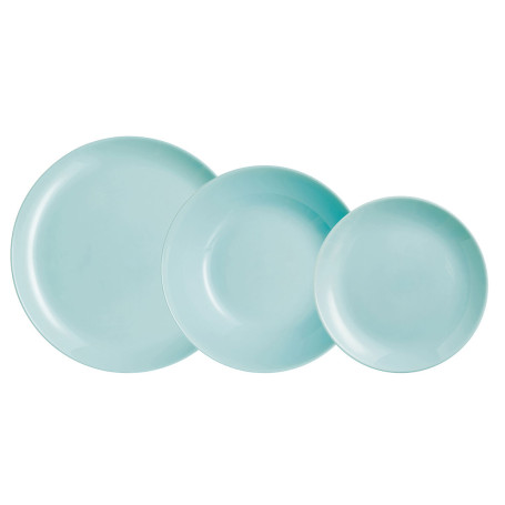 Assiettes Luminarc Diwali Turquesa Turquoise verre 18 Pièces