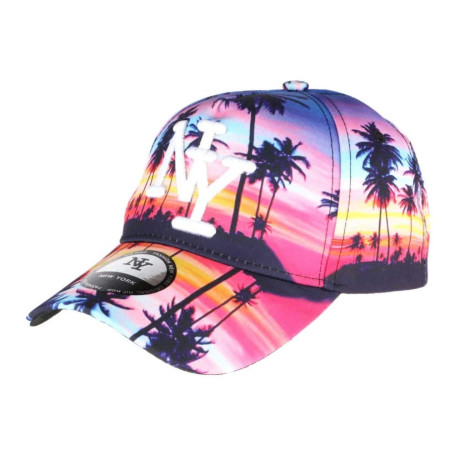 Hip Hop Honour Casquette Baseball Bleu Rose Tropical Night - Taille Unique - Rose