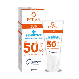 ECRAN® - Crème Solaire Visage Peaux Sensibles - Très Haute Protection - Technologie vitEox80 - Vitamine E - Protection UVA