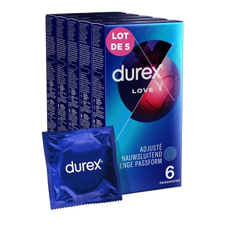 Durex - Love - Lot de 5 Boîtes de Préservatifs - 30 Préservatifs
