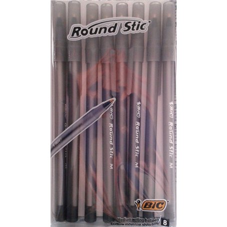 Lot de 8 Stylos à bille BIC Round Stic à pointe moyenne