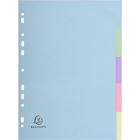 Exacompta - Réf. 1605E - Intercalaires en carte pastel recyclée 170g/m2 avec 5 onglets neutres - Format à classer A4 - Dimension