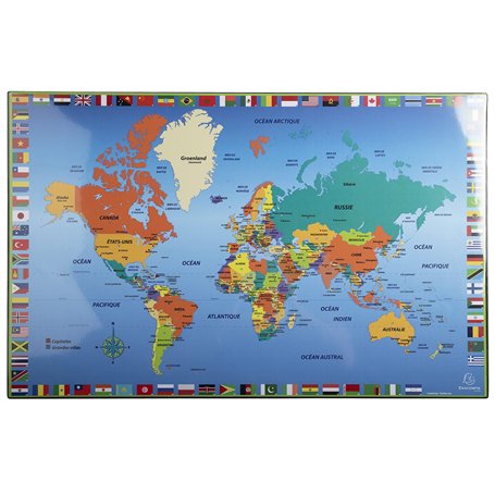 Exacompta - Réf. 29790E - 1 Sous-main en carton rigide rembordé - recto et verso en PVC pour résister à un usage quotidien - for