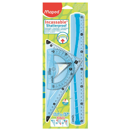 Maped Kit de traçage géométrie incassable - modele aleatoire bleu ou vert