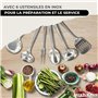 Fackelmann 9440250 Set poêles 20 et 24 cm en inox 18/8, Couvercle verre et 6 ustensiles inox, Poêle tous feux, Poêle induction, 