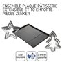 Zenker 9987550 Ensemble plaque à pâtisserie extensible avec 5 emporte-pièces étoiles et 5 emporte-pièces sapins, biscuits de Noë
