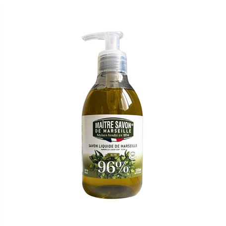 Maître Savon de Marseille - Savon Liquide de Marseille à l’Huile d’Olive - 300ml - Nettoyant Doux - 96% d’Ingrédients Naturels