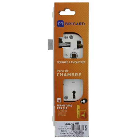 Bricard - 2688 - Serrure pour porte de chambre- d'intérieur- norme NF- sens droit- Blanc