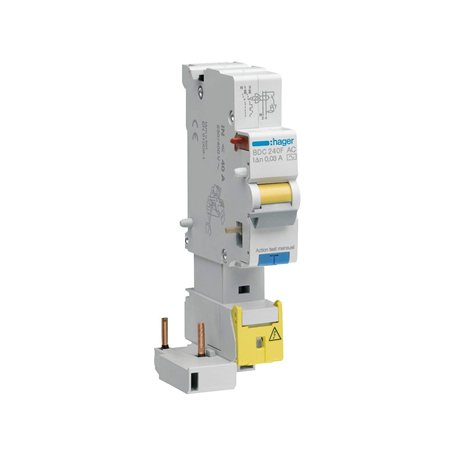 bloc différentiel - phase + neutre - 25a - 300 ma - type ac - hager bfc225f
