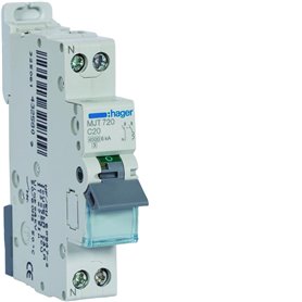 disjoncteur hager - 1 phase + neutre - 20a - 4.5ka - courbe c - vis / vis