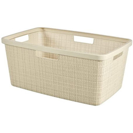 CURVER Panier à Linge Jute 46L - Bac à Linge propre et sale - Poignées Ergonomiques - Corbeille pour Salle de Bain ou Buanderie