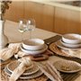 NOVASTYL - Lot 6 assiettes desserts ambre 20cm en grès marron et beige - 2614612