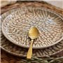 NOVASTYL - Lot 6 assiettes desserts ambre 20cm en grès marron et beige - 2614612