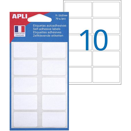 Apli Pochette de 70 Etiquettes 20 x 32 mm Blanc