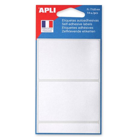 APLI 111957 - Pochette de 14 étiquettes blanches 77x50 mm