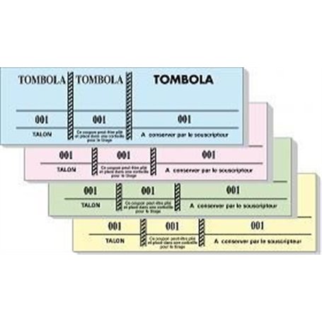 Carnet de 100 Tickets Tombola numérotés 3 souches