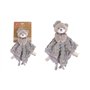 DODO D'AMOUR - Doudou Carré - Ours - 053932 - Gris - Polaire Alvéolée - Cadeau Naissance - Peluche - Bébé - Doux - Lavable en Ma