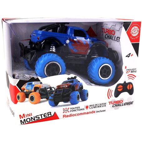 TURBO CHALLENGE - Monster - Mini - 090182 - Voiture Télécommandée - Modèle Aléatoire - 1/43 - Piles Non Incluses - Plastique - À