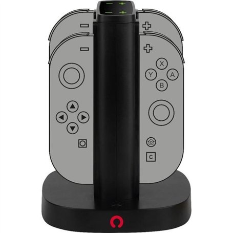 Station de rechargement - KONIX - 2 paires de manettes Joy-Con - Indicateur de charge LED - Connexion USB-A - Noir
