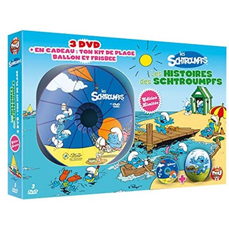 Histoires des Schtroumpfs-Coffret 3 DVD + Kit de Plage (Ballon et Frisbee) [Édition Limitée]