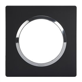 LEGRAND - Plaque Carrée Dooxie 1 Poste Finition Noir Bague Chromé