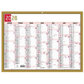 Exacompta - 34382E - Calendrier Mural - Thème Tricolore - 6 mois par face - Dimension 29